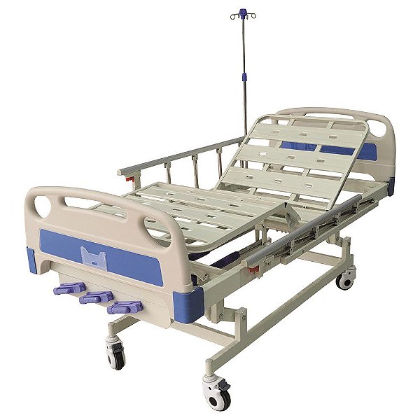 CAMA FOWLER PRO3 EM CHAPA C/GRADES RODIZIOS E SUPORTE DE SORO - PROCIRURGICA