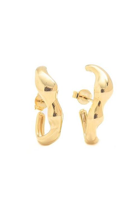 Brinco Ear Hook Natural com Banho em Ouro 18k