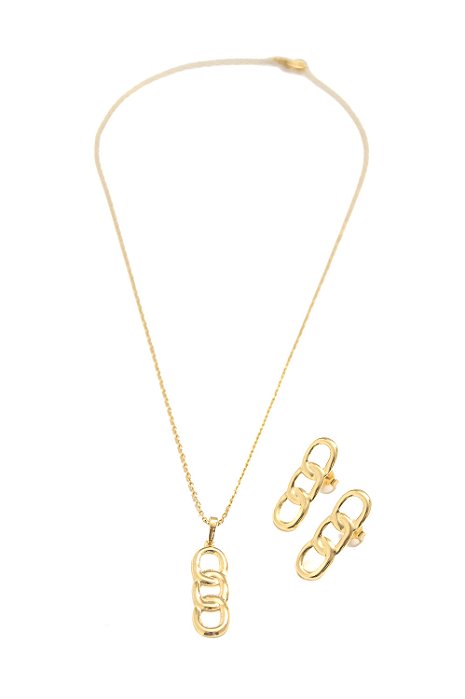 Conjunto Elos com Banho em Ouro 18k