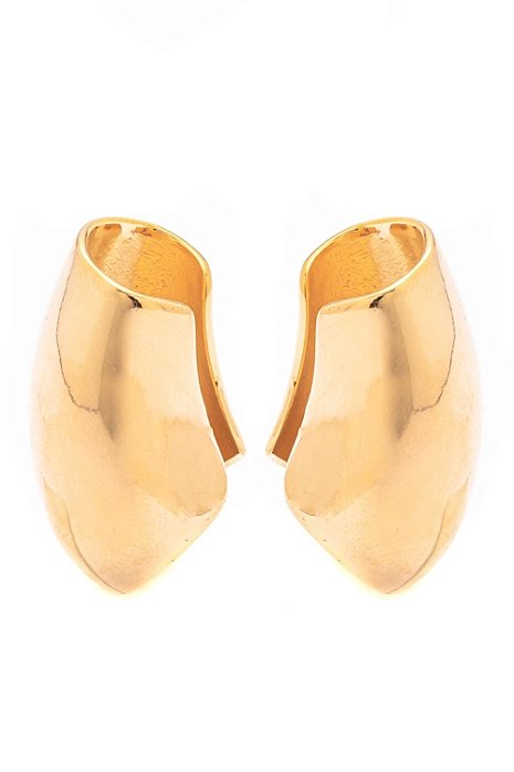 Brinco Duplo Gladiador Liso com Banho em Ouro