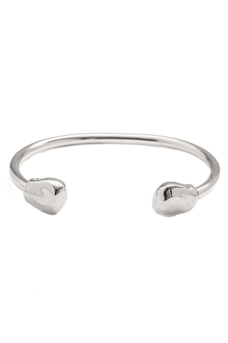 Bracelete Detalhe Organic Liso com Banho em Ródio Branco