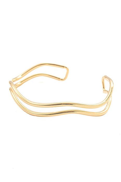 Bracelete Duplo Ondas com Banho em Ouro 18k