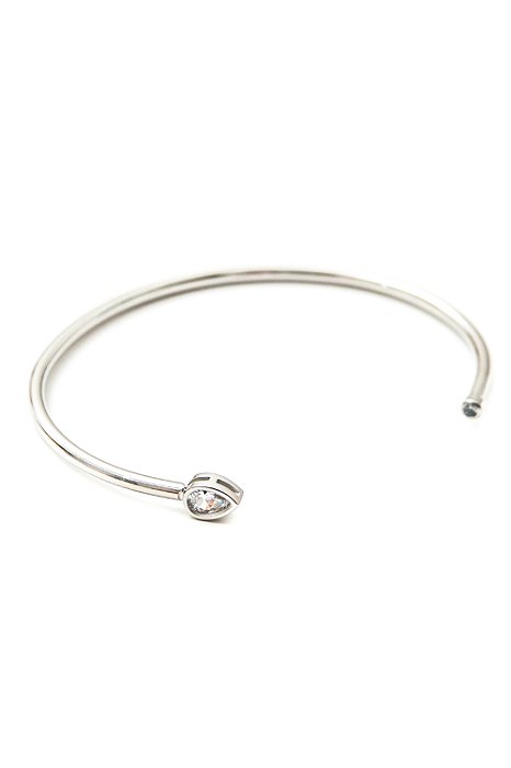 Bracelete Gota Justinho com Banho em Ródio Branco