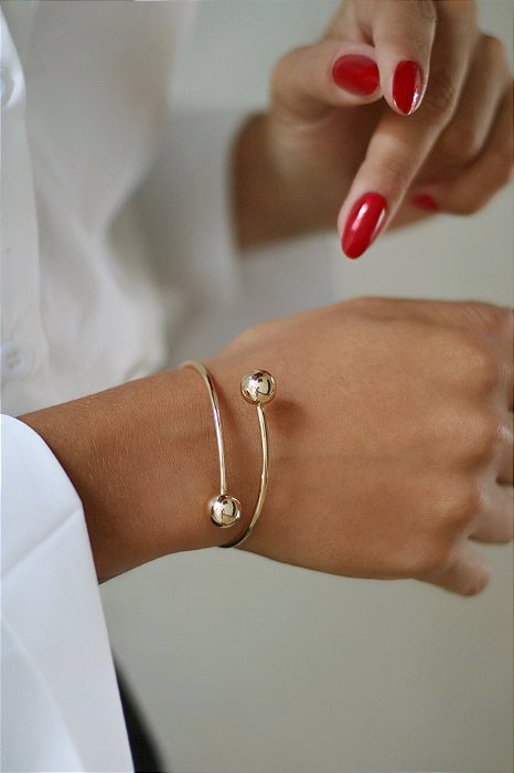 BRACELETE LISO COM DUAS BOLAS GOLD