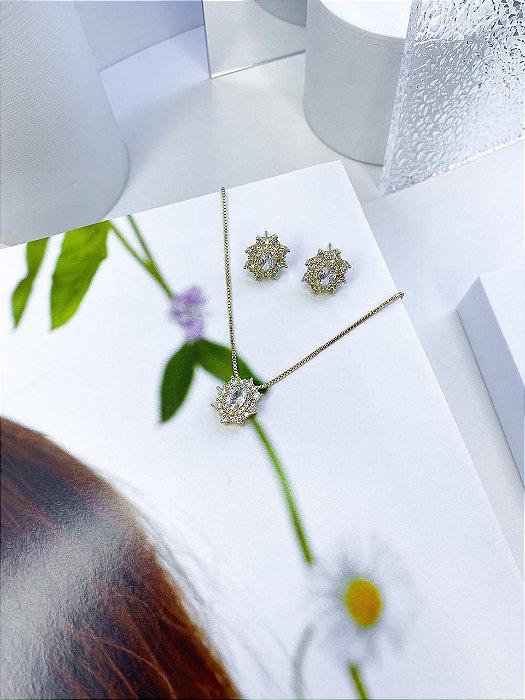 CONJUNTO OVAL NIB GOLD LIDY