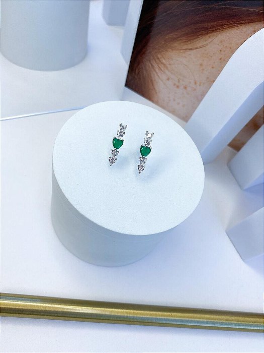 BRINCO EAR HOOK DIAMOND ESMERALDA NIKA
