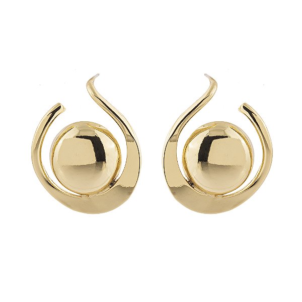Brinco Frontal Esfera Centro Dourado