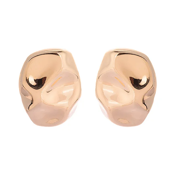 Brinco Oval Orgânico Amassado Dourado
