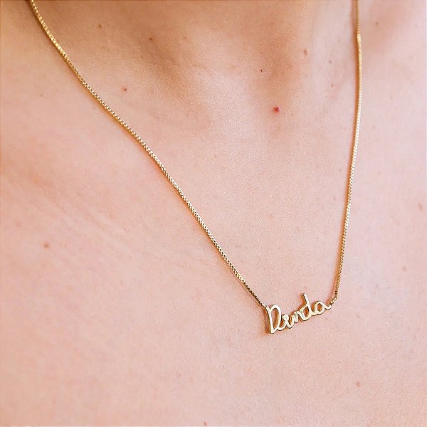 Colar Escrita Dinda Dourado