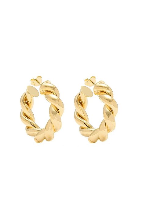 Argola P Torcida com Banho em Ouro 18k