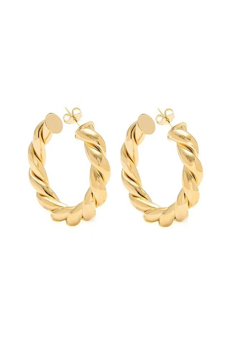 Argola M Torcida com Banho em Ouro 18k