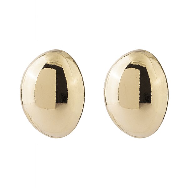 Brinco Oval Abaloado Liso Dourado