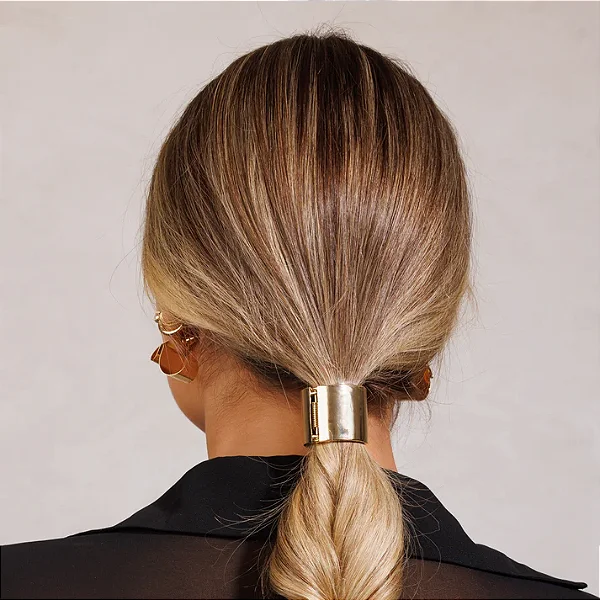 Amarrador de Cabelo com Peça Envolvente Lisa Dourado