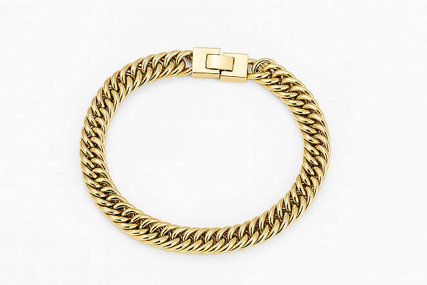 PULSEIRA MASCULINA ELOS DUPLOS B OURO 10MM