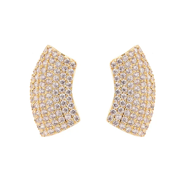 Brinco Ear cuff Inteiro Cravejado Dourado