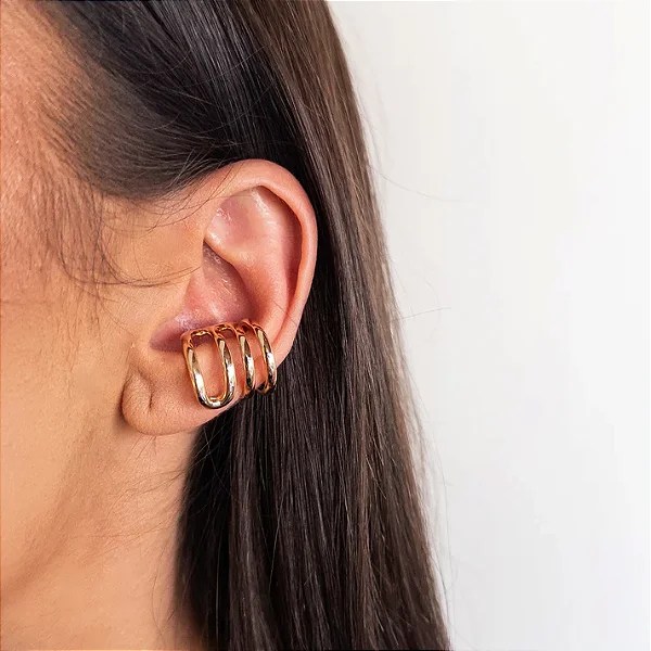 Piercing Duplo Linhas Lisas Dourado (par)