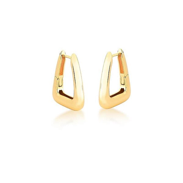 ARGOLA TRIANGULAR LISA BANHADA A OURO