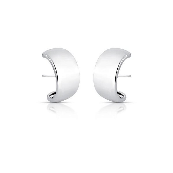 BRINCO EAR HOOK ABAULADO E CURVO BANHADO A RÓDIO