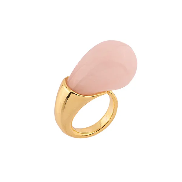 Anel Envolvente com Gota Rosa Dourado