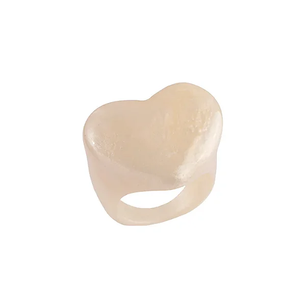 Anel Coração Resina Creme