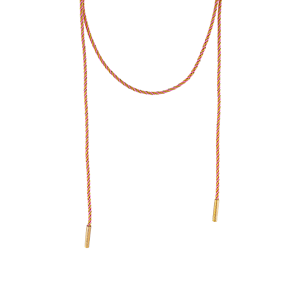 Colar Cordão Fio Marroquino rosa Dourado