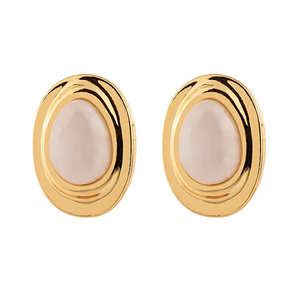 brinco oval madreperola gold