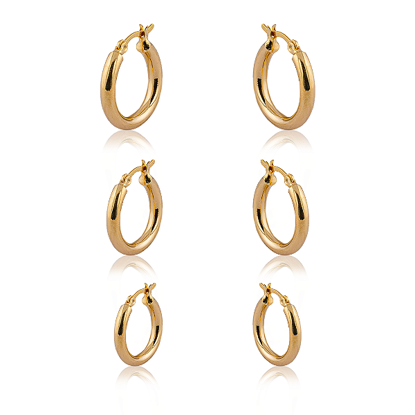 TRIO DE ARGOLAS DOURADAS