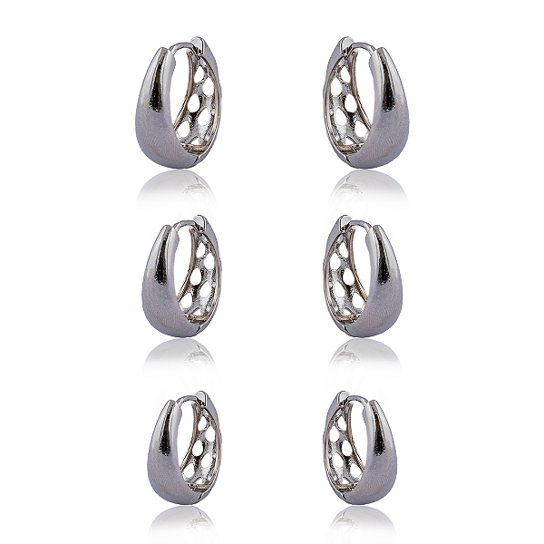 TRIO DE ARGOLAS ZOE NO RODIO