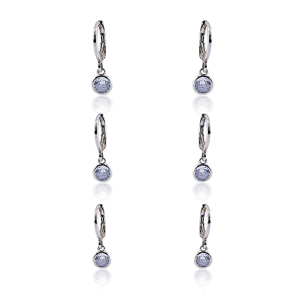 TRIO DE ARGOLAS PONTO DE LUZ RODIO