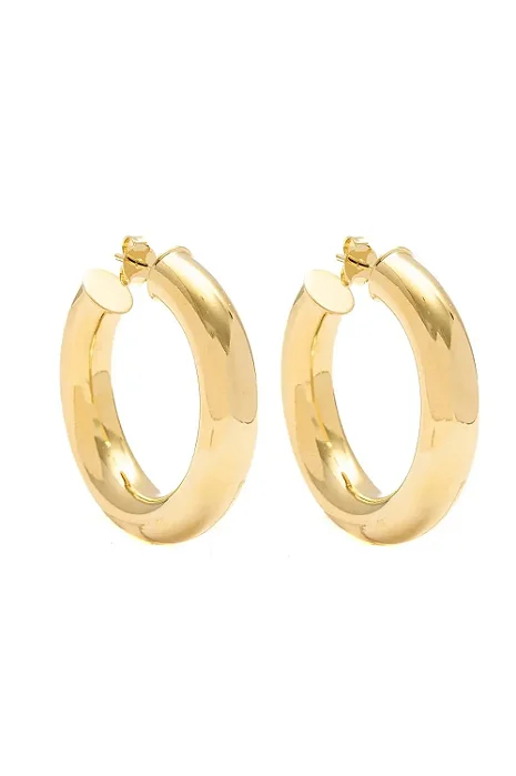 Argola M Tubo com Banho em Ouro 18k