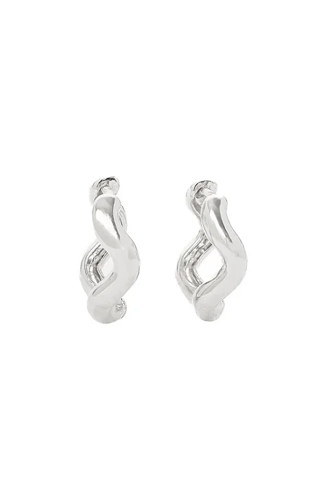 Argola P Click Torcida com Banho em Ródio Branco