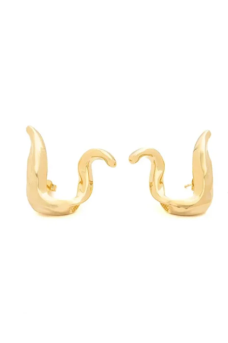 Brinco Comunike Orgânico com Banho em Ouro 18k