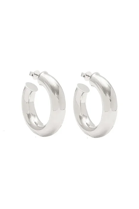 Argola P Tubo com Banho em Ródio Branco