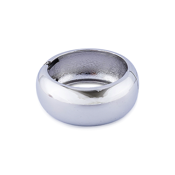 Bracelete Clássico Largo com Banho em Ródio Branco