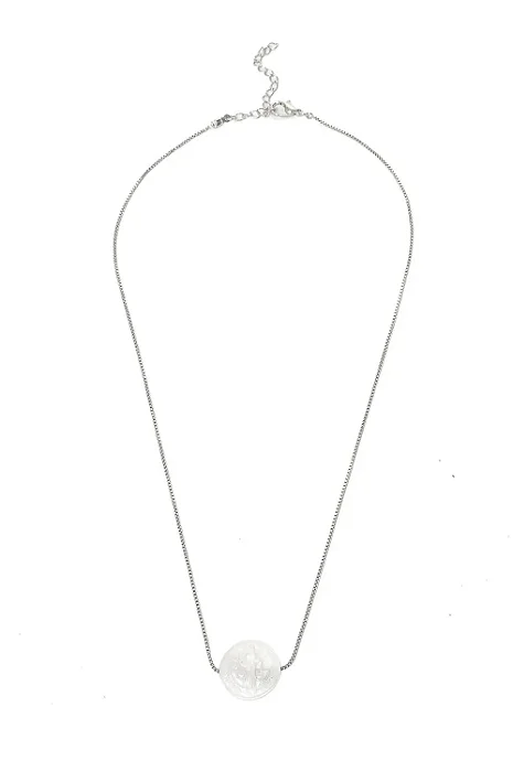 Colar São Bento Madrepérola com Banho em Ródio Branco