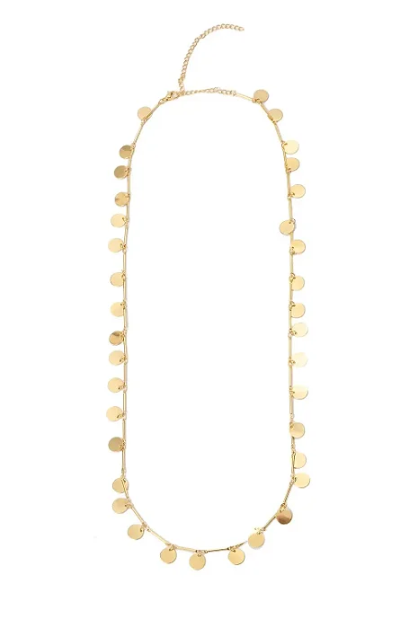 Colar Longo Medalhas Grande com Banho em Ouro 18k