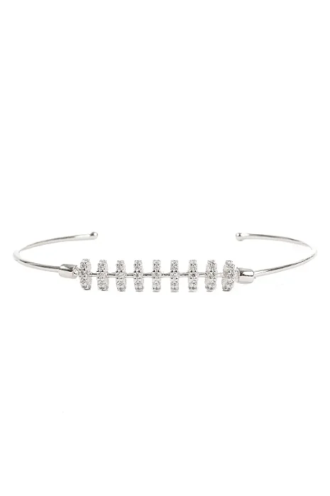 Bracelete Minimalista Cravejado com Banho em Ródio Branco