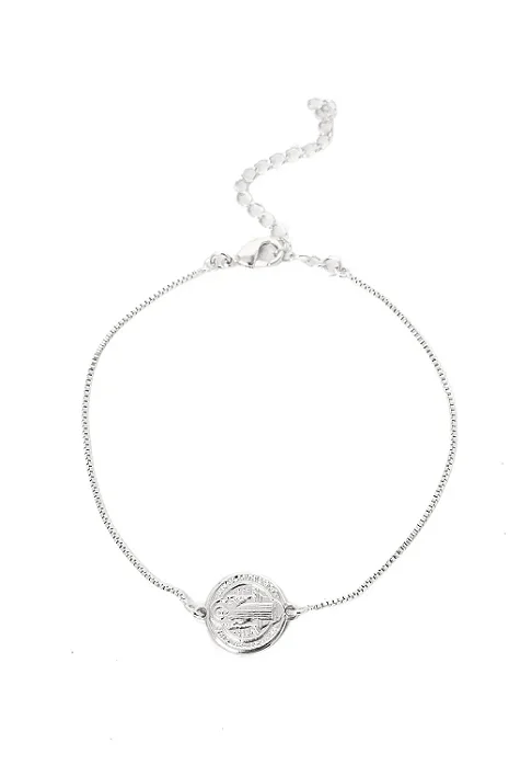 Pulseira São Bento com Banho em Ródio Branco