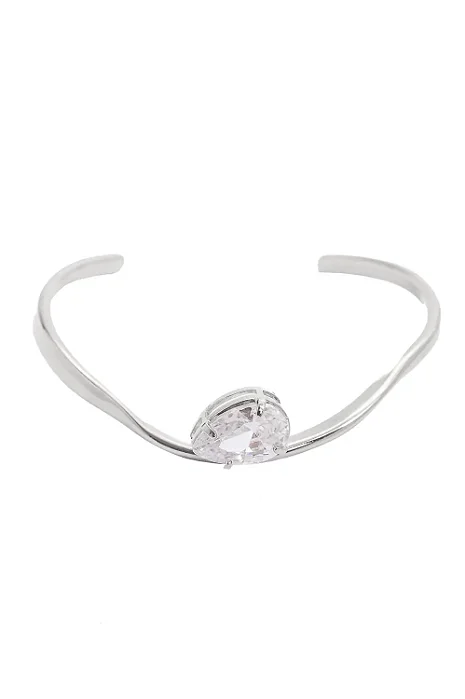 Bracelete Orgânico Gota com Banho em Ródio Branco