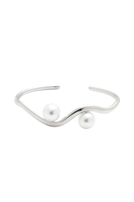 Bracelete Organic Pérola com Banho em Ródio Branco