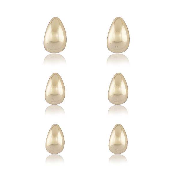 Brinco Trio Gotas Lisas Dourado