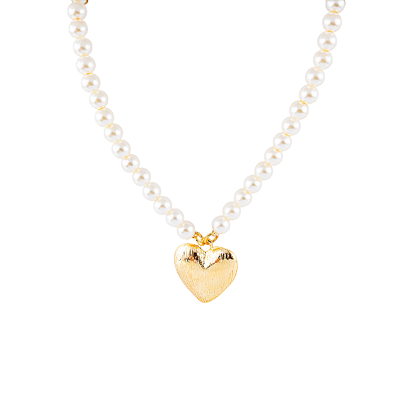 COLAR PEROLAS CORAÇÃO CRAVEJADO