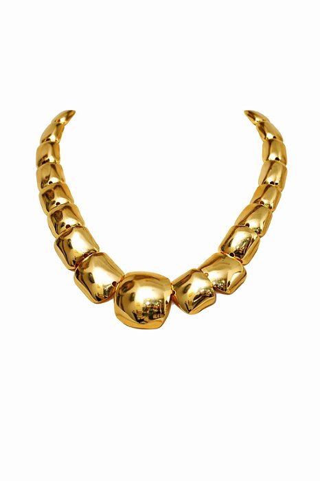 Colar Elos Organicos Dourado Jade