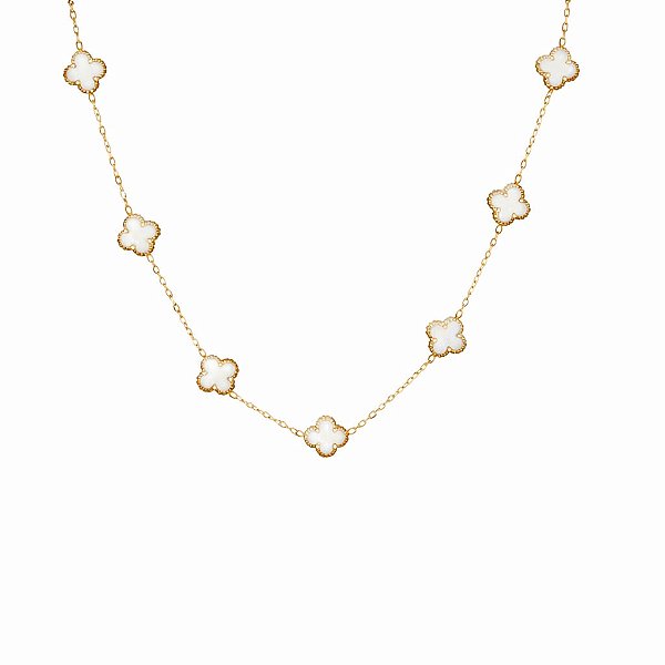 COLAR TREVO BRANCO GOLD