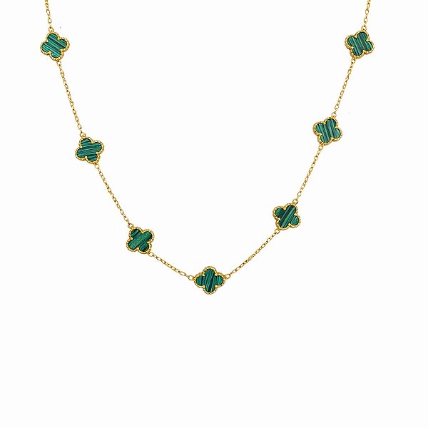 COLAR TREVO VERDE GOLD