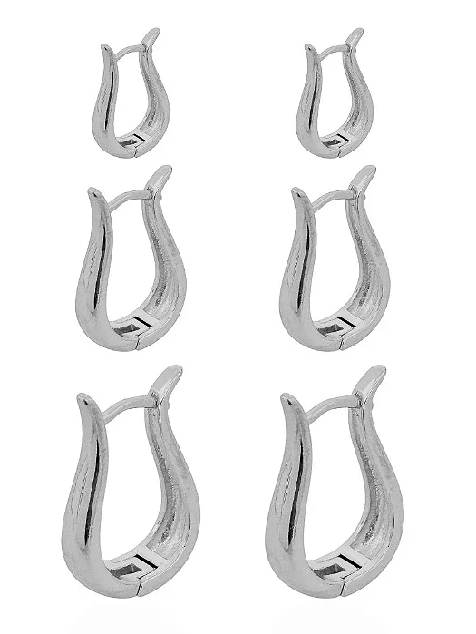 Trio de Brinco argolas Modernas