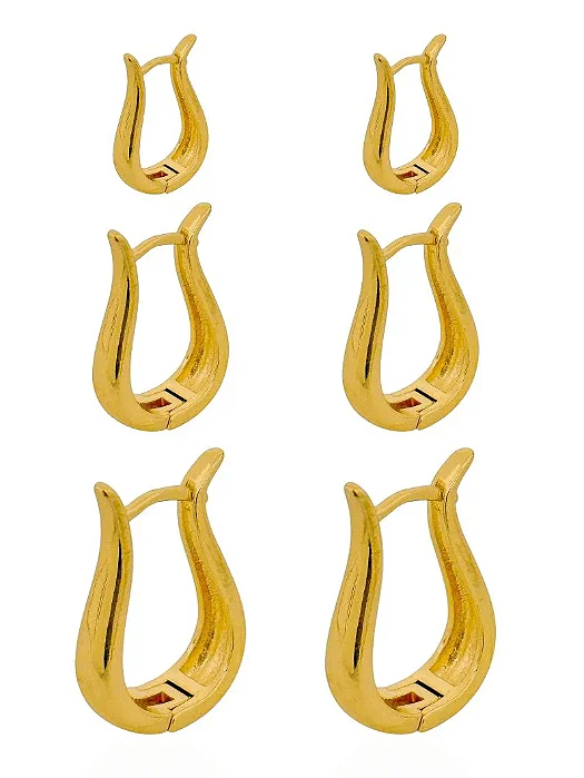 Trio de Brinco argolas Modernas