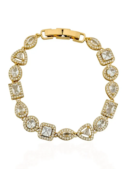 Pulseira Formas de Zircônia Com Borda Cravejada