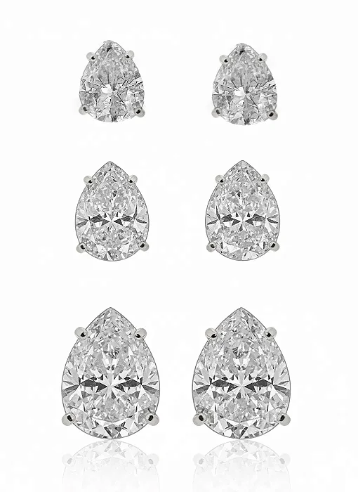 Trio de Brinco Gota Cristal
