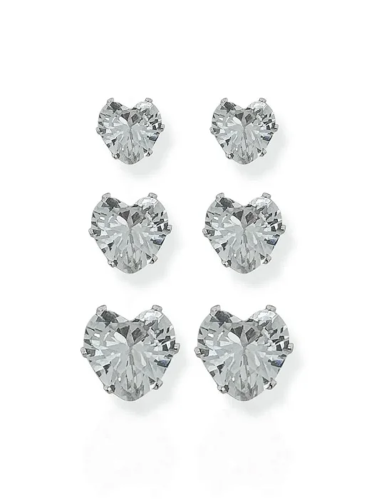 Trio de Brinco coração Cristal